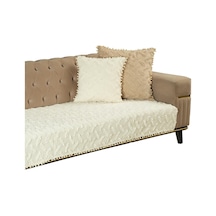 Latuda Home Ponela Bohem Ponponlu Koltuk Örtüsü 90x200 Cm Sadece Oturma Alanı 1 Adet - Ekru Çok Renkli