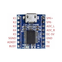 JQ6500 16Mbit Mini Ses Mp3 WMV Player Ses Müzik Çalma Kartı Micro Usb Uart Haberleşme 5 Tuşlu Kontrol