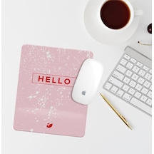 Hello Yazılı Pembe Bilek Destekli Dikdörtgen Mouse Pad Mouse Altlık Mousepad
