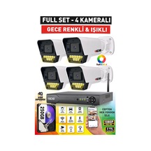 4 Kameralı Fullhd 5mp Lensli Renkli Gece Görüşlü 9 Led Güvenlik Kamerası Seti - 250gb
