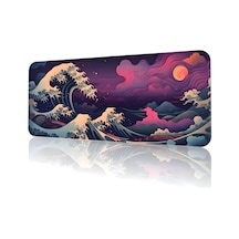 8 Farklı Desenli Baskılı Model Black Deer Xxl Gaming Mouse Pad 90x40 Cm Dikişli Kenar, Kaymaz Taban, Dijital Tasarım, Hassas Takip, Ultra Geniş Oyuncu Mousepad Japon Dalgası 90x40 Cm
