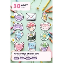 30 Adet Sevimli Karakterler Sticker Seti - Laptop Ajanda Telefon İçin Renkli Paket Çok Renkli