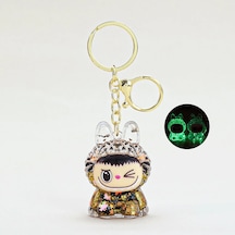 Karikatür Oturan Labubu Koyun Anahtarlık Kız Sırt Çantası Kolye Araba Fildişi