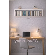 90 14 Cm Mat Beyaz Lake Mdf Gizli Bağlantı Duvar Rafı Saklama Alanı Beyaz