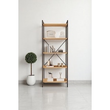 Nilamu Çam 65 Cm Kitaplık , Metal Aksamlı, Organizer, Ofis, Ev, 65 170 34 Cm Atlantik Çam