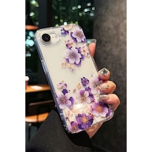 İphone 16e Uyumlu Kılıf Solmayan Imd Baskı Desenli, Şeffaf Tpu+pc Botanik Kapak