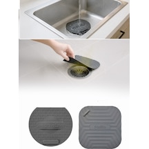 2'li Set Gri Kare Silikon Gider Koku Önleyici Kapak Ve Evye Lavabo Süzgeci