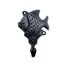 Antika Tarz Dekoratif Pirinç Balık Figürlü Askı - 84x51mm, Oksit Çokrenkli