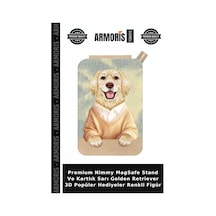 Premium Nimmy Magsafe Stand Ve Kartlık Sarı Golden Retriever 3d Popüler Hediyeler Renkli Figür