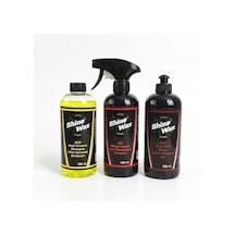 Shine Wax Seramik Şampuan & Jant Temizleyici & Lastik Parlatıcı Jel 500 Ml 3'lü Set