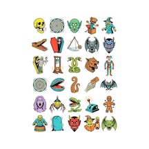 30 Adet Vintage Lunapark Korku Sticker Seti - Laptop, Kaykay, Kılıf Çok Renkli