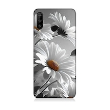 Huawei P30 Lite Uyumlu Beyaz Papatyalar Desenli Silikon Kılıf