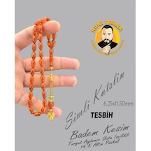 Muri Tesbih 14 K Altın Püsküllü Turgut Aydemir Simli Katalin Badem Kesim 6,25x11,50