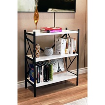 Morpanya Metal Kitaplık 3 Raflı Dekoratif Kitaplık Dosya Kitap Rafı Ofis