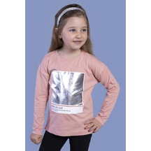 Toontoy Kids Toontoy Kız Çocuk Varak Baskılı Tişört Somon