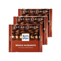 Whole Hazelnuts 100g X 3 Lü Paket Bütün Fındıklı Sütlü Çikolata Kare Tablet