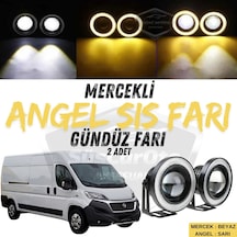 Fiat Ducato Uyumlu Üniversal Mercekli Angel Sis Farı Metal Su Geçirmez 76 Mm Sarı Halkalı Gündüz Farı Angel Eyes 2 Adet 01 Şüscaroto Aksesuar