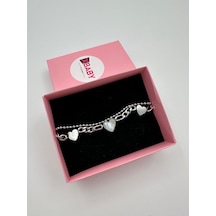 Xbaby Üç Kalp Şekilli Gümüş Renk İkili Çelik Bileklik Gümüş