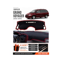 Chrysler Grand Voyager 2002-2006 Uyumlu Torpido Örtüsü, Torpido Kılıfı - Siyah-kırmızı - Cr001