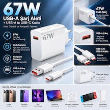 67w Usb-a Hızlı Şarj Adaptörü + Type-c Kablo 1 Metre Telefon Tablet Uyumlu Hızlı Şarj Seti