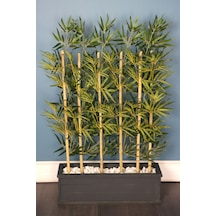 Yapay Çiçek Deposu 1. Sınıf Kumaş Yapraklı 6 Çubuklu Gri Saksıda Bambu Seperatör 20x70x120cm