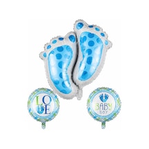 Baby Ayak İzi Mavi Folyo Balon Set