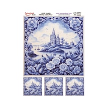 Pirinç Dekopaj Kağıdı 30x42cm Pt-3353 Mavi Çiçekler Manzara