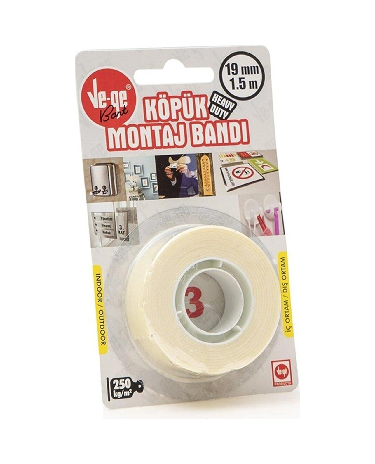 Ve-ge Çift Taraflı Köpük Bant 19 Mm X 1.5 Metre Diğer