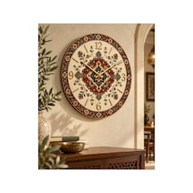 Osmanlı Motifli Etnik Desenli Ahşap 45 Cm Sessiz Akar Mekanizmalı Uv Baskılı Dekoratif Duvar Saati Hediyelik 1002 Çok Renkli