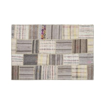 El Dokuması Patchwork Vintage Yün-pamuk Çizgili Halı 1325 160 X 230 Cm Çok Renkli