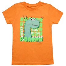 Sevimli Dinozor Baskılı Erkek Bebek Tshirt Turuncu 001