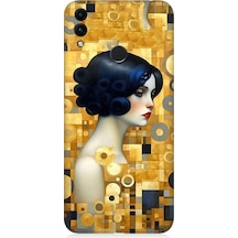 Huawei Honor 8c Uyumlu Altın Desnlerle Kadın Desenli Silikon Kılıf