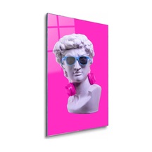 Gözlüklü Ve Kulaklıklı Pop Art Büst Çerçevesiz Cam Tablo