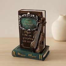 Vintage Gitar Ve Kitap Figürlü Dekoratif Biblo Kumbara 21x14x10 Cm Belirtilmemiş