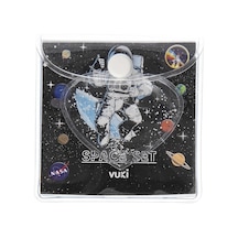 Vuki Küp Bloknot Simli Sulu 6.3 X 6.3 Cm Astronot Desenli Sulu Ve Simli Küp Bloknot