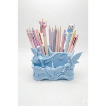 Peri Figürlü Çok Amaçlı Organizer Makyaj Fırçası Düzenleyici Dekoratif Masaüstü Kalemlik 13x13cm