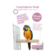 Vixpet Venty Büyük Papağan Tüneği 25 Cm 36 Mm / Doğal Ahşap Kuş Tüneği