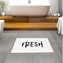 Evaşk Banyo Paspası İpeksi Kadifemsi Halı Yüzey Kaymaz Taban 60x90 BM02460B Beyaz