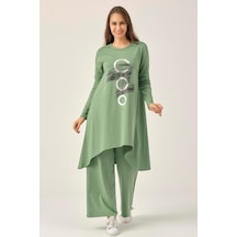 Yeşil Baskılı Tunik Pantolon Ikili Takım Dm51021 Yeşil