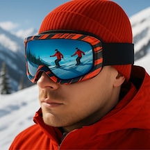 Esrada Kayak Gözlüğü Antifog Ventilli Uv Korumalı Güneş Kar Gözlük Gökkuşağı Gümüş Snowboard Glasses Sporu Kırmızı