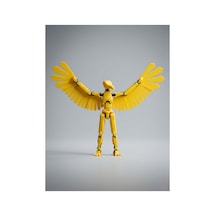 Bird Dummy 13 Sarı Kanatlı Hareketli Figür - Eklemli Aksiyon Figürü Robot Oyuncak