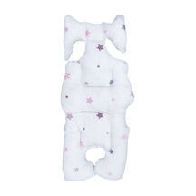 Ezh Collection 8011 Müslin Puset ve Oto Koltuğu Minderi Beyaz-Pembe