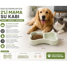 Kemik Şekilli Kedi Köpek Mama Ve Su Kabı 30x20 Cm Geniş Kaymaz Tabanlı - Yeşil