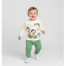 Erkek Bebek Orman Hayvanları Baskılı Alt Üst İkili Gündelik Takım Yeşil Erkek Bebek Orman Hayvanları Baskılı Alt Üst İkili Gündelik Takım Yeşil