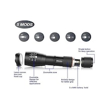 Br S20 1000 Lümen Xml T6 Led El Feneri Xml T6 Led 1000 Lümen El Feneri Yetişkin, Siyah Açık Gri