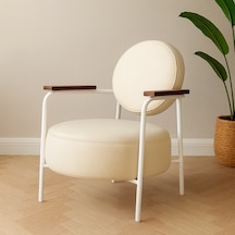 Venüs Berjer - Modern Tekli Beyaz Koltuk - Ofis Koltuğu - Krem