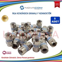 Novacom Rg 6 Kendinden Sıkmalı F Konnektor 5 Adet