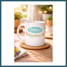 Bezos Choose Happiness "mutluluğu Seç" Yazılı Porselen Kupa Model 156 Motivasyon Kupası Renkli Tasarım Kahve & Çay Kupası Mutluluk Temalı Hediye Ob Çok Renkli