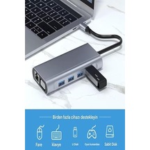 11 İn 1 Type-c To Usb Hub Port Uyumlu Adaptör Hdmı 4x Usb Lan Vga Sd Card Çevirici Çoklayıcı Acı Kahverengi