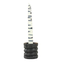 Mumluk Şamdan Tealight Ve İnce Mum Uyumlu Spiral Model - Siyah